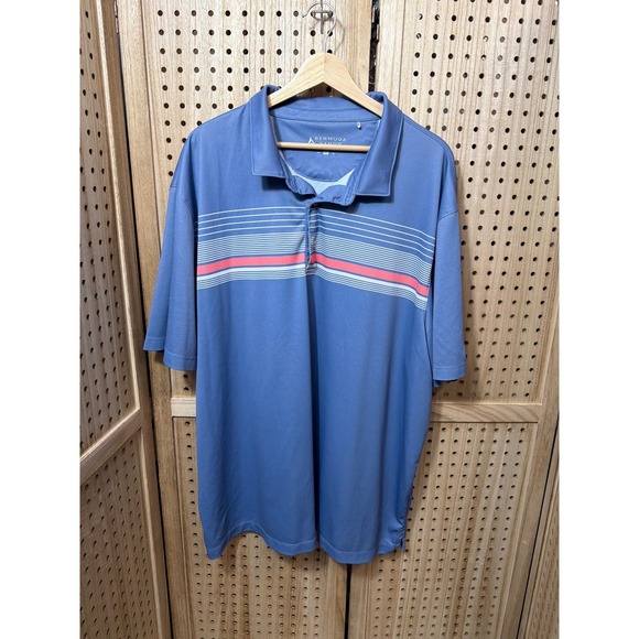 Bermuda Sands Other - Bermuda Sands Mens 2XL Blue Striped Performance Golf Polo Bear Creek GC Logo